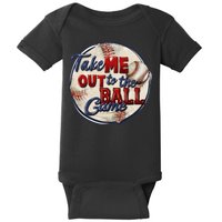 Take Me Out To The Ball Game Baseball Vintage Player Fans Baby Bodysuit