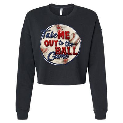 Take Me Out To The Ball Game Baseball Vintage Player Fans Cropped Pullover Crew