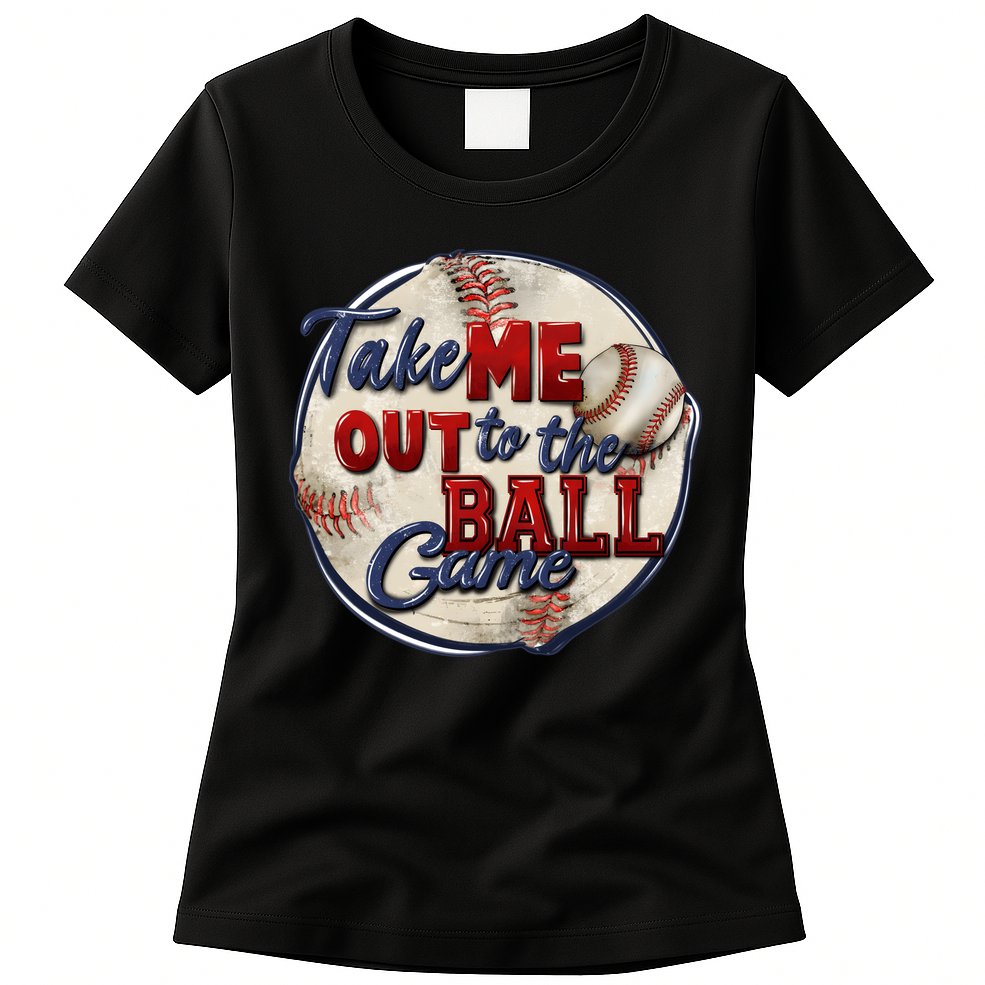 Take Me Out To The Ball Game Baseball Vintage Player Fans Womens T-Shirt