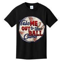 Take Me Out To The Ball Game Baseball Vintage Player Fans Kids T-Shirt