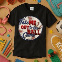 Take Me Out To The Ball Game Baseball Vintage Player Fans Kids T-Shirt