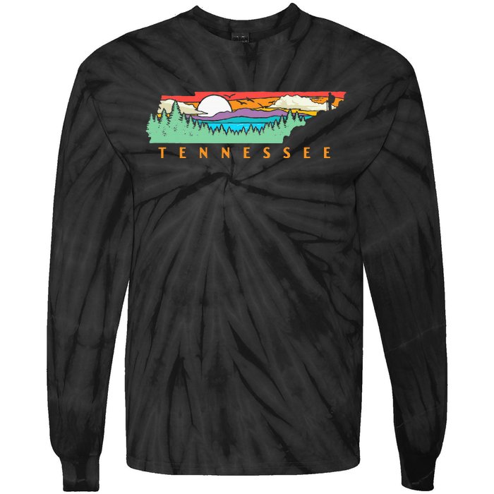 Tennessee Mountains & Outdoors State Pride Nature Graphic Tie-Dye Long Sleeve Shirt