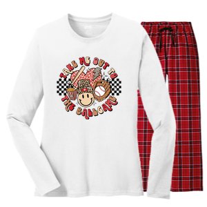 Take Me Out To The Ball Game Baseball Bat Player Fans Lover Women's Long Sleeve Flannel Pajama Set 