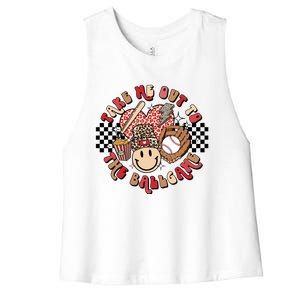 Take Me Out To The Ball Game Baseball Bat Player Fans Lover Women's Racerback Cropped Tank