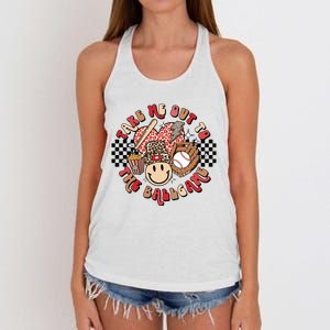 Take Me Out To The Ball Game Baseball Bat Player Fans Lover Women's Knotted Racerback Tank