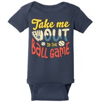 Take me out to the ball game for a Baseball Fan Baseball Baby Bodysuit