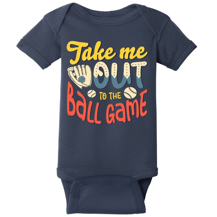 Take me out to the ball game for a Baseball Fan Baseball Baby Bodysuit