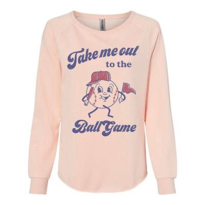 Take Me Out To The Ball Game Baseball Softball Womens California Wash Sweatshirt