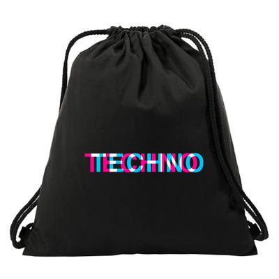 Techno Music Optical Illusion Glitch Trippy Edm Rave Drawstring Bag