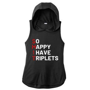 Triplet Mom Of Triplets Funny Triplet Mama Triplet Dad Ladies PosiCharge Tri-Blend Wicking Draft Hoodie Tank