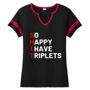 Triplet Mom Of Triplets Funny Triplet Mama Triplet Dad Ladies Halftime Notch Neck Tee