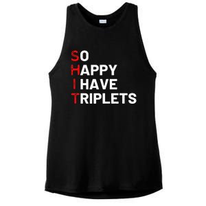 Triplet Mom Of Triplets Funny Triplet Mama Triplet Dad Ladies PosiCharge Tri-Blend Wicking Tank