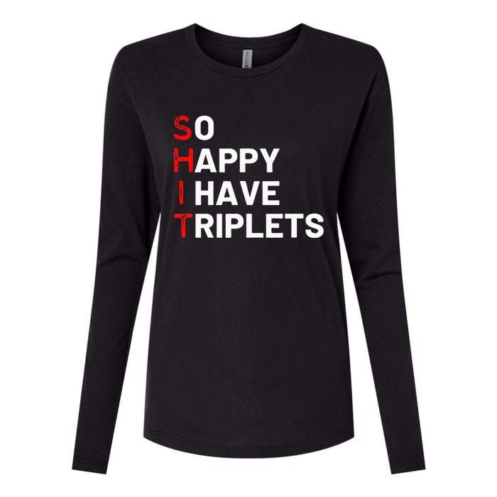 Triplet Mom Of Triplets Funny Triplet Mama Triplet Dad Womens Cotton Relaxed Long Sleeve T-Shirt