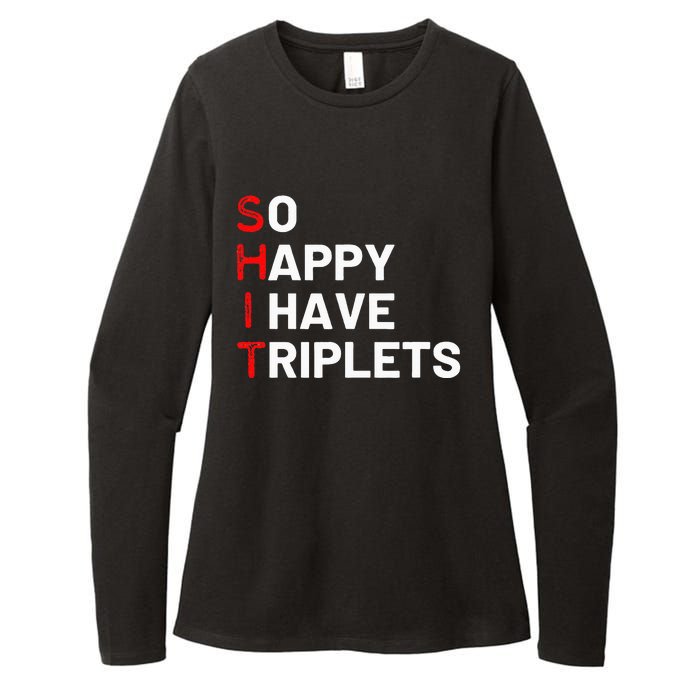 Triplet Mom Of Triplets Funny Triplet Mama Triplet Dad Womens CVC Long Sleeve Shirt