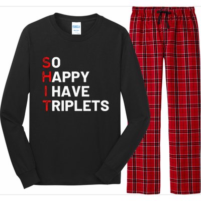 Triplet Mom Of Triplets Funny Triplet Mama Triplet Dad Long Sleeve Pajama Set