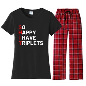 Triplet Mom Of Triplets Funny Triplet Mama Triplet Dad Women's Flannel Pajama Set