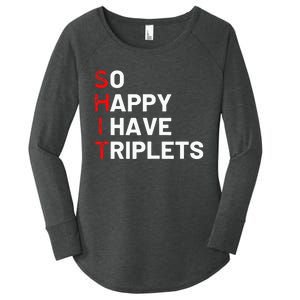 Triplet Mom Of Triplets Funny Triplet Mama Triplet Dad Women's Perfect Tri Tunic Long Sleeve Shirt