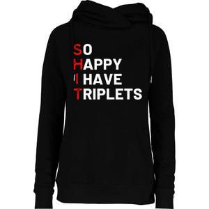 Triplet Mom Of Triplets Funny Triplet Mama Triplet Dad Womens Funnel Neck Pullover Hood