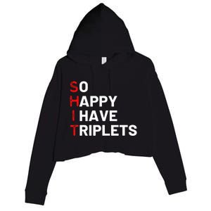 Triplet Mom Of Triplets Funny Triplet Mama Triplet Dad Crop Fleece Hoodie