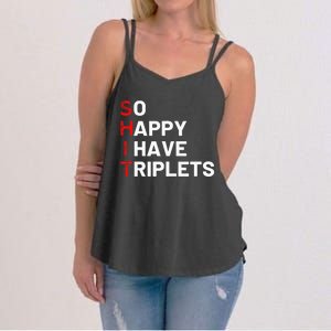 Triplet Mom Of Triplets Funny Triplet Mama Triplet Dad Women's Strappy Tank