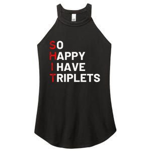 Triplet Mom Of Triplets Funny Triplet Mama Triplet Dad Women's Perfect Tri Rocker Tank