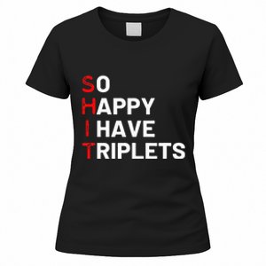 Triplet Mom Of Triplets Funny Triplet Mama Triplet Dad Women's T-Shirt