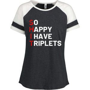 Triplet Mom Of Triplets Funny Triplet Mama Triplet Dad Enza Ladies Jersey Colorblock Tee