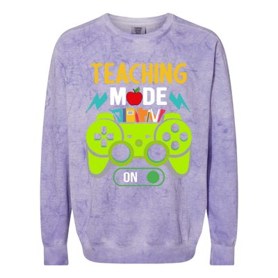 Teaching Mode On Gamer Back To School First Days Gift Colorblast Crewneck Sweatshirt