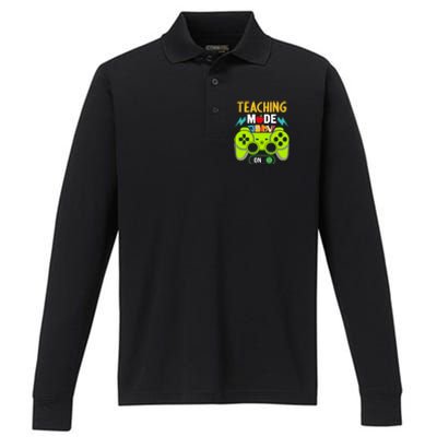 Teaching Mode On Gamer Back To School First Days Gift Performance Long Sleeve Polo