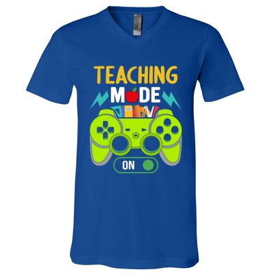 Teaching Mode On Gamer Back To School First Days Gift V-Neck T-Shirt