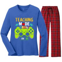 Teaching Mode On Gamer Back To School First Days Gift Women's Long Sleeve Flannel Pajama Set 