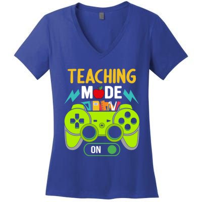 Teaching Mode On Gamer Back To School First Days Gift Women's V-Neck T-Shirt