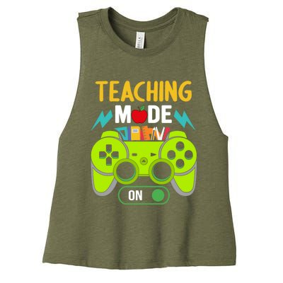 Teaching Mode On Gamer Back To School First Days Gift Women's Racerback Cropped Tank