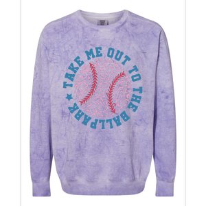 Take Me Out To The Ballpark Leopard Baseball Mom Retro Baseball Game Day Colorblast Crewneck Sweatshirt