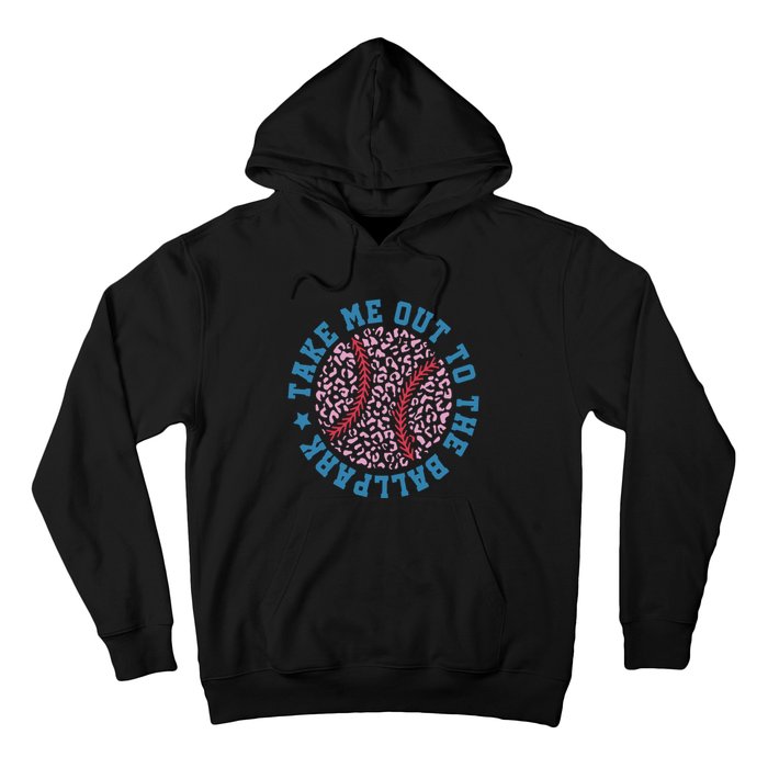 Take Me Out To The Ballpark Leopard Baseball Mom Retro Baseball Game Day Hoodie