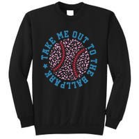 Take Me Out To The Ballpark Leopard Baseball Mom Retro Baseball Game Day Sweatshirt