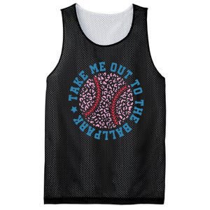 Take Me Out To The Ballpark Leopard Baseball Mom Retro Baseball Game Day Mesh Reversible Basketball Jersey Tank