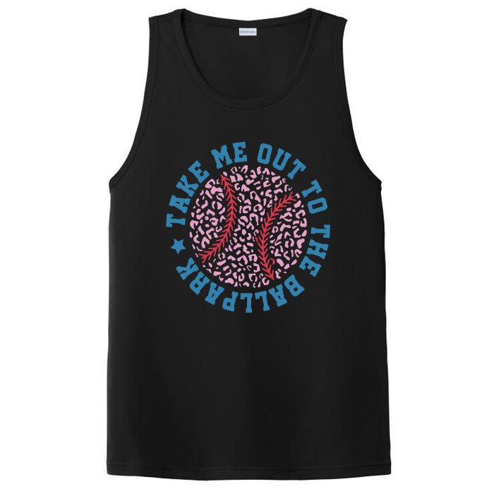 Take Me Out To The Ballpark Leopard Baseball Mom Retro Baseball Game Day PosiCharge Competitor Tank