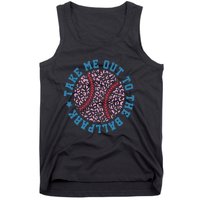 Take Me Out To The Ballpark Leopard Baseball Mom Retro Baseball Game Day Tank Top