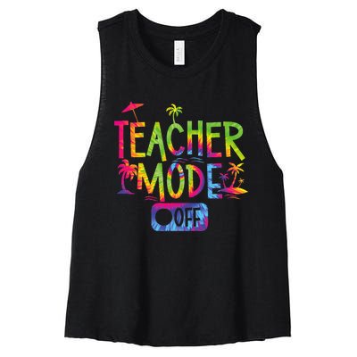 Teacher Mode Off Happy Last Day Of School Summer Break Funny Women's Racerback Cropped Tank