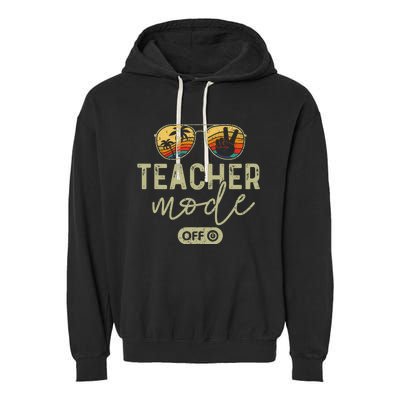 Teacher Mode Off Sunglasses Retro Sunset Summer Vacation Garment-Dyed Fleece Hoodie