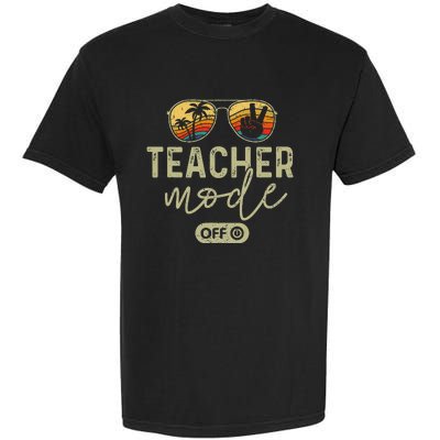 Teacher Mode Off Sunglasses Retro Sunset Summer Vacation Garment-Dyed Heavyweight T-Shirt