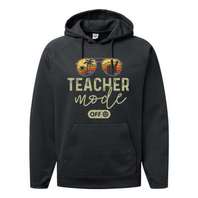 Teacher Mode Off Sunglasses Retro Sunset Summer Vacation Performance Fleece Hoodie