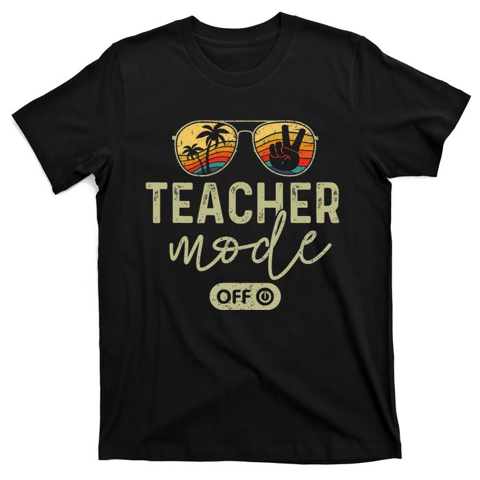 Teacher Mode Off Sunglasses Retro Sunset Summer Vacation T-Shirt