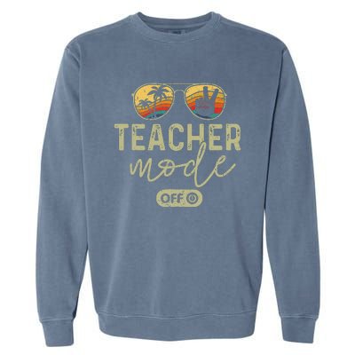 Teacher Mode Off Sunglasses Retro Sunset Summer Vacation Garment-Dyed Sweatshirt