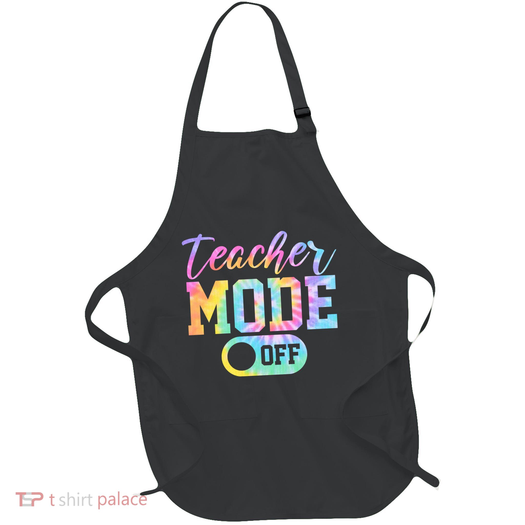 Teacher Mode Off Colorful Retro Full-Length Apron With Pockets