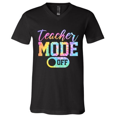 Teacher Mode Off Colorful Retro V-Neck T-Shirt