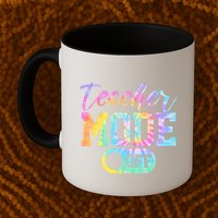 Teacher Mode Off Colorful Retro Mug