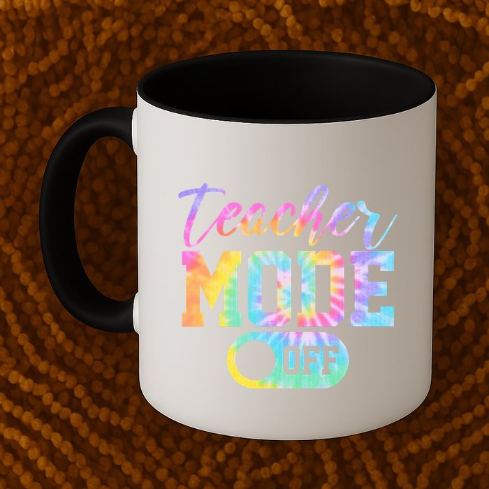 Teacher Mode Off Colorful Retro Mug