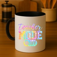 Teacher Mode Off Colorful Retro Mug